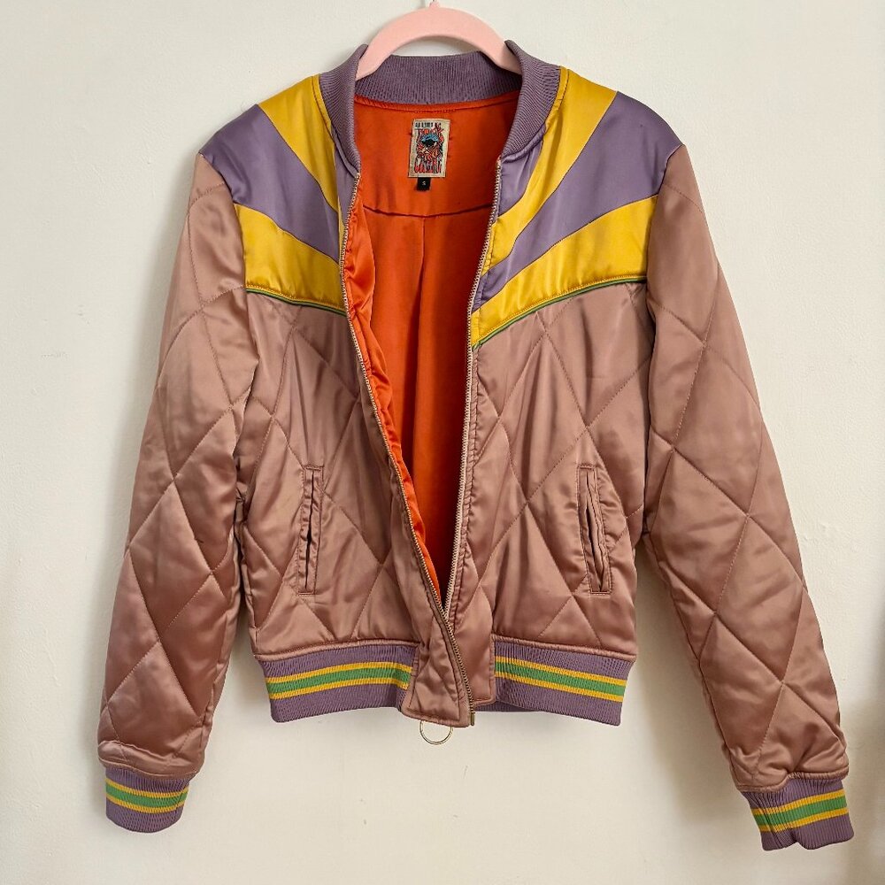 Classic Rock Couture Rising Sun Bomber Jacket in Dusty Rose, Size Small - Picture 5 of 9